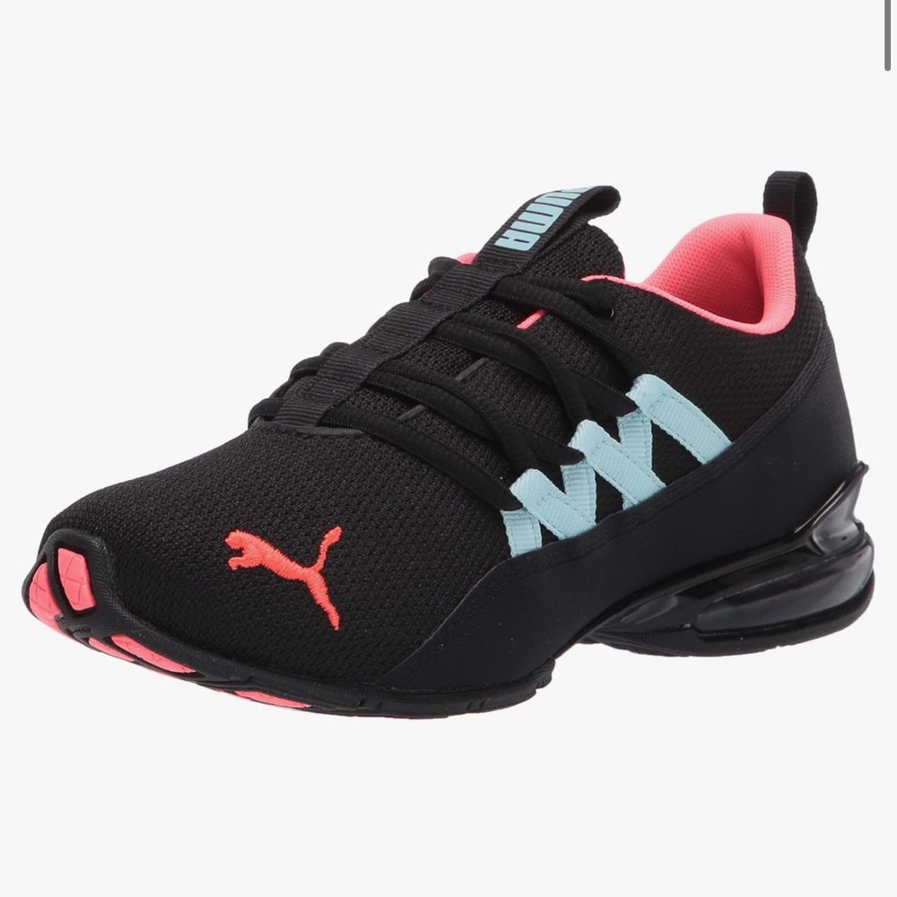 Puma Black Sneakers with Pink and Blue Accents